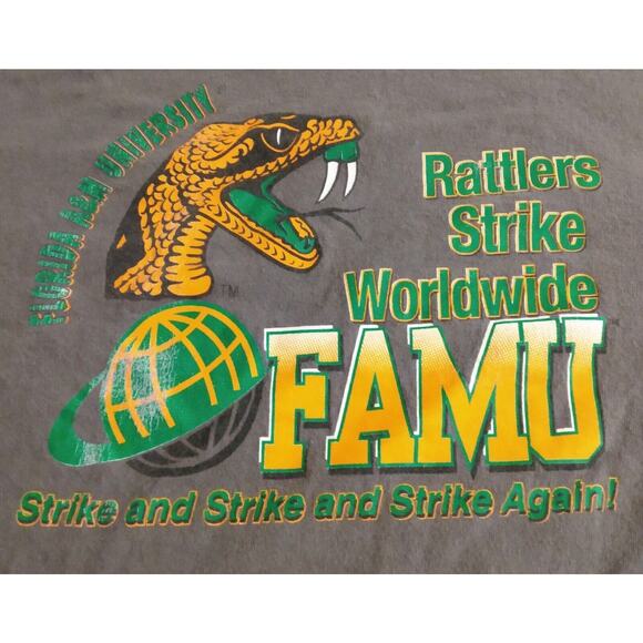 FAMU Rattlers Strike Would Wide Vintage T-shirt XL Florida A&M University - Picture 1 of 8